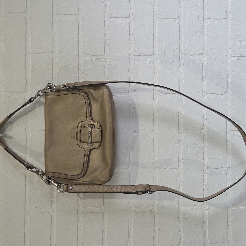 Coach Beige Metallic 3 Way Bag